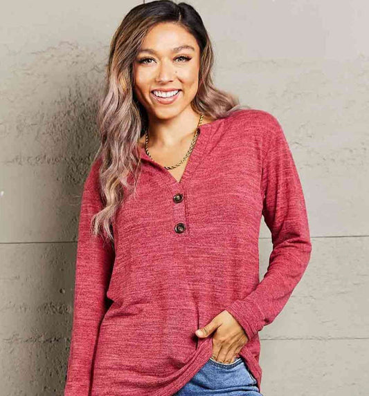 Say It With Love Buttoned Long Sleeve Top