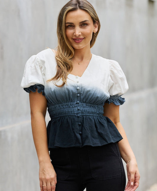 Leah Smocked Waist Ombre Top