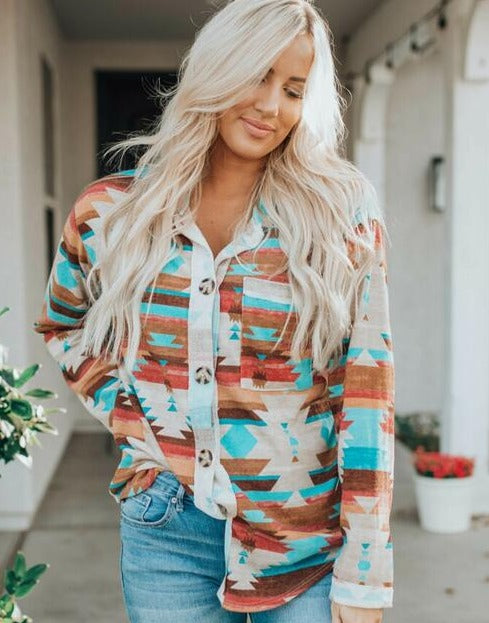 Aztec Button-Up Top