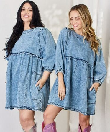 Easy Living Oversized Denim Babydoll Dress