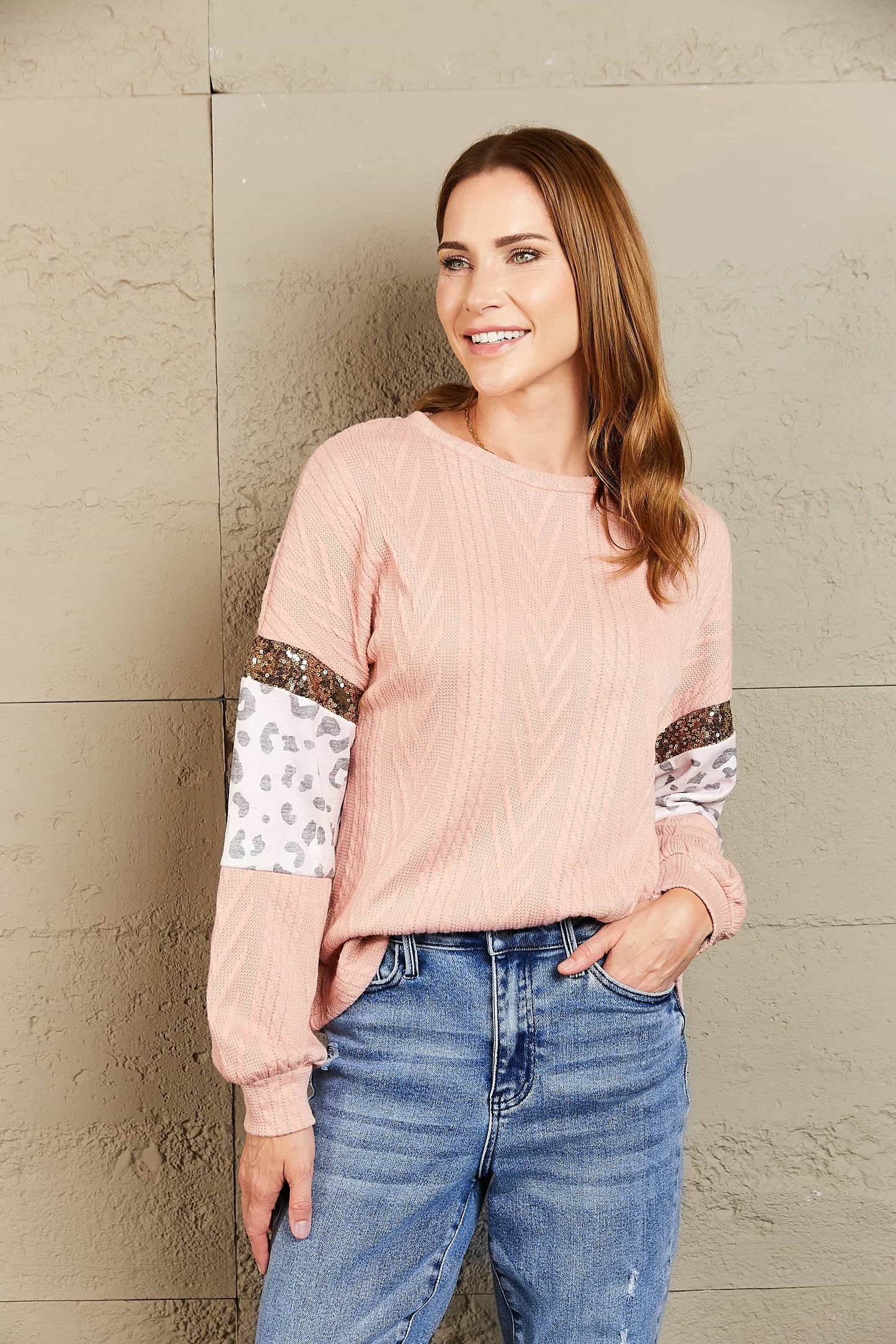 Leopard Sequined Knit Top