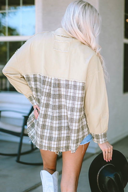 Roadhouse Plaid Raw Hem Shacket