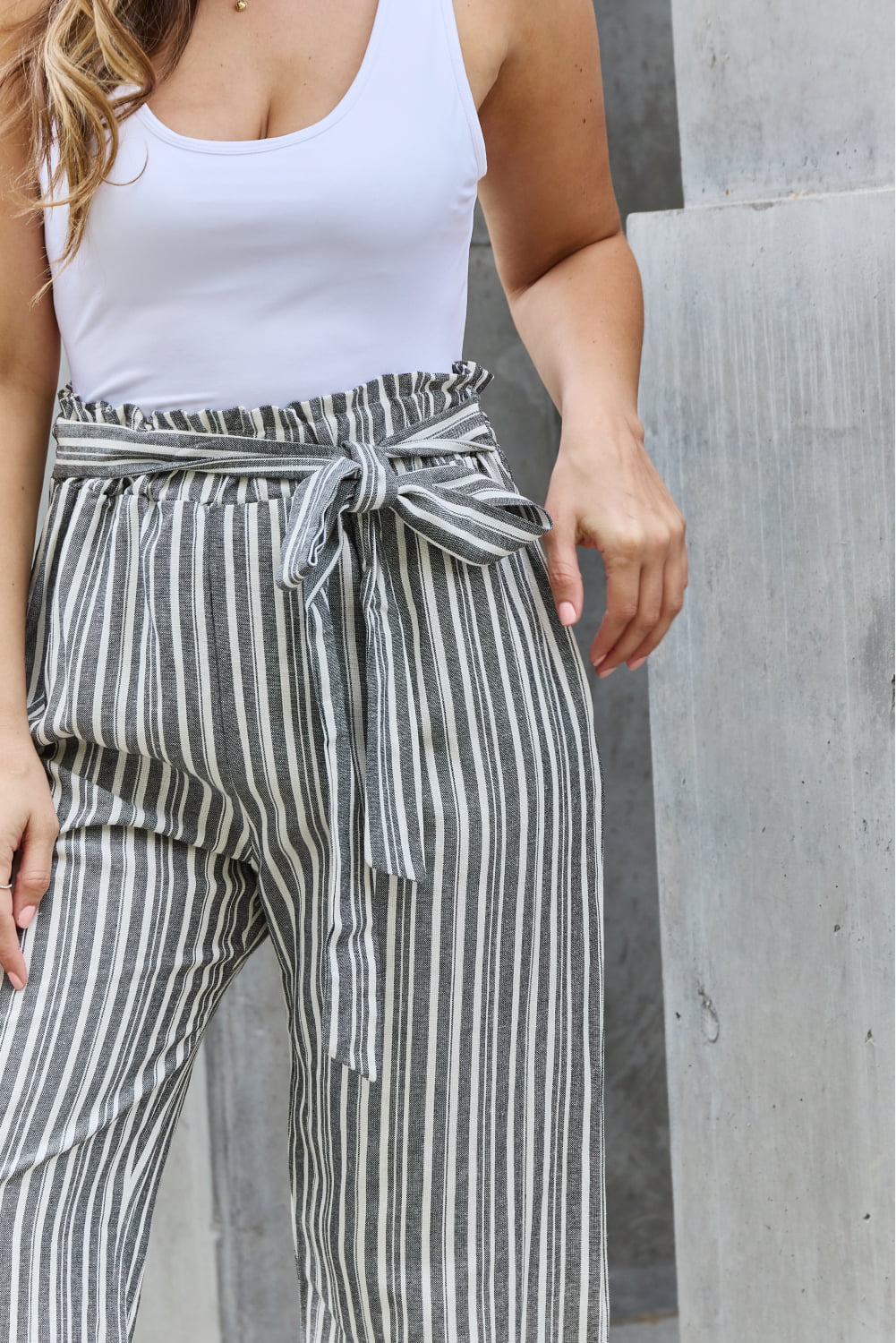 Find Your Path Paperbag Striped Culotte Pants