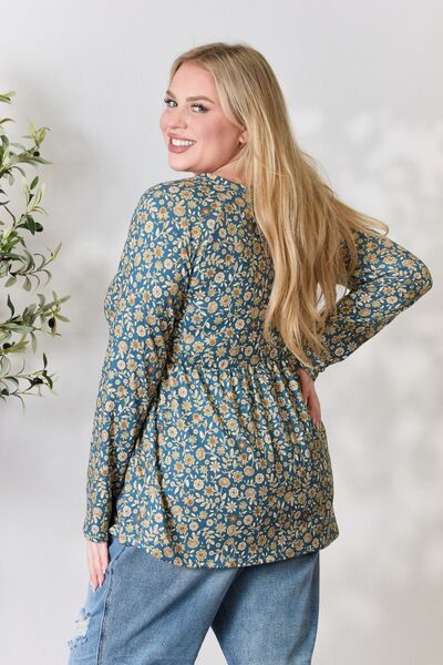 Floral Button Long Sleeve Top