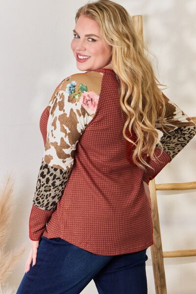 Leopard Waffle-Knit Top