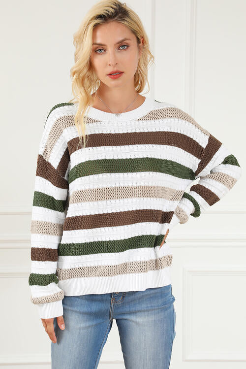 Striped Openwork Sweater