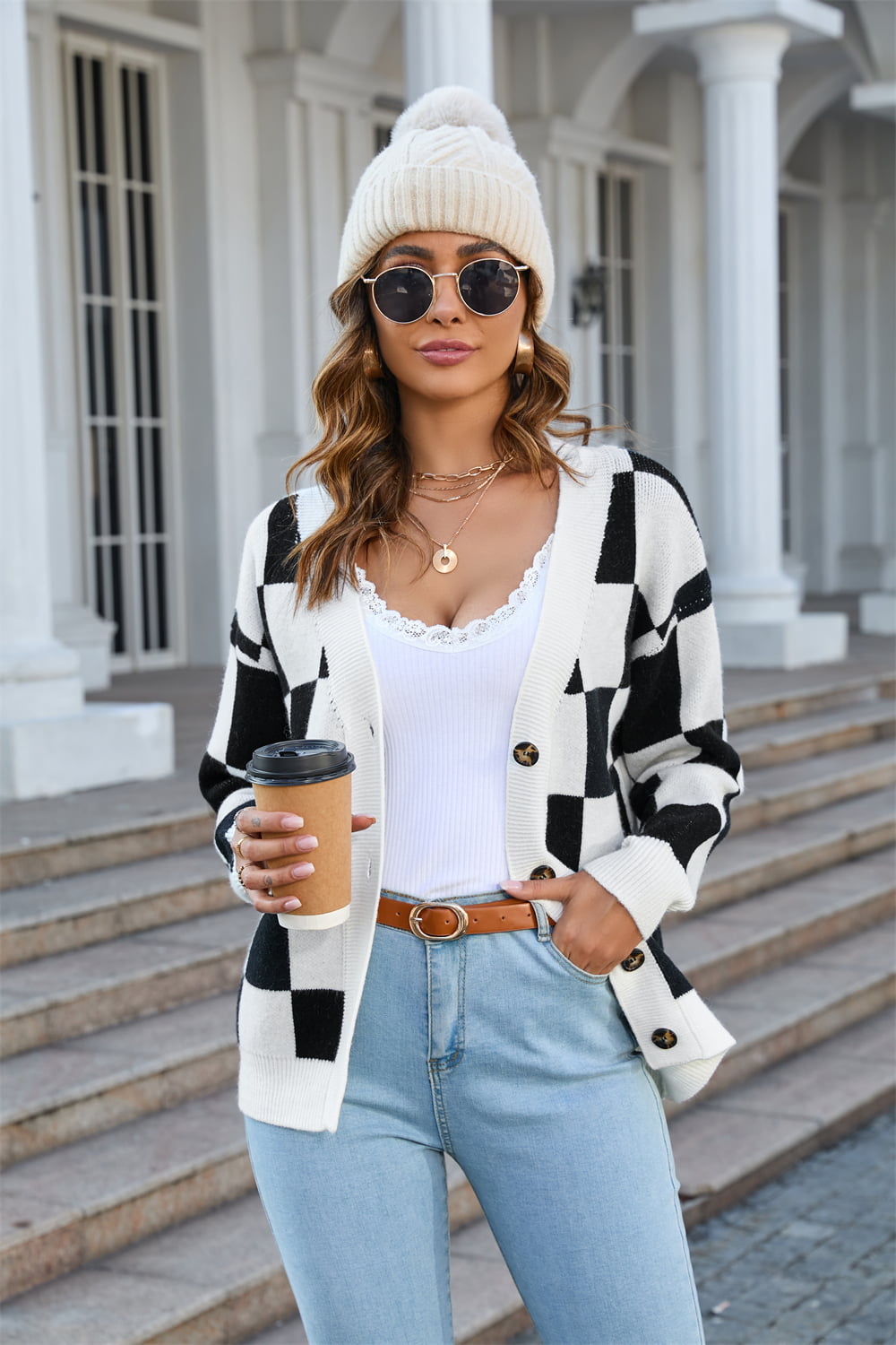 Checkered Button-Up Cardigan | Multiple Colors