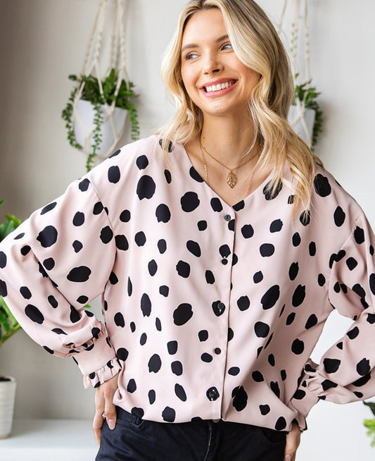 Polka Dot Flounce Shirt