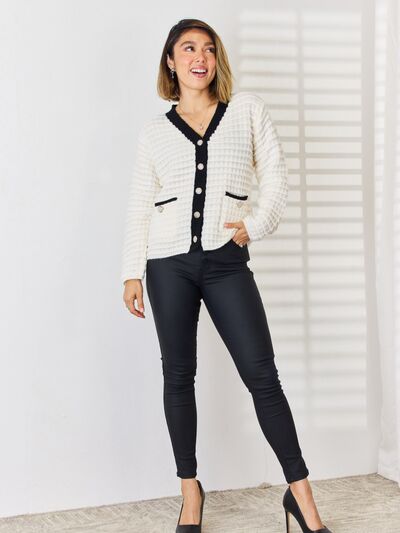 Clean Slate Contrast Button-Up Cardigan