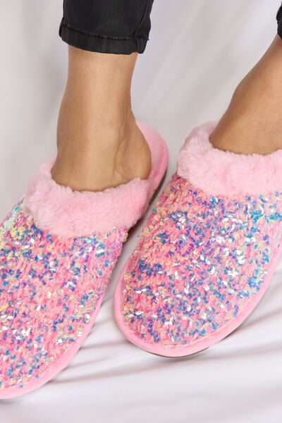 Sequin Plush Slippers