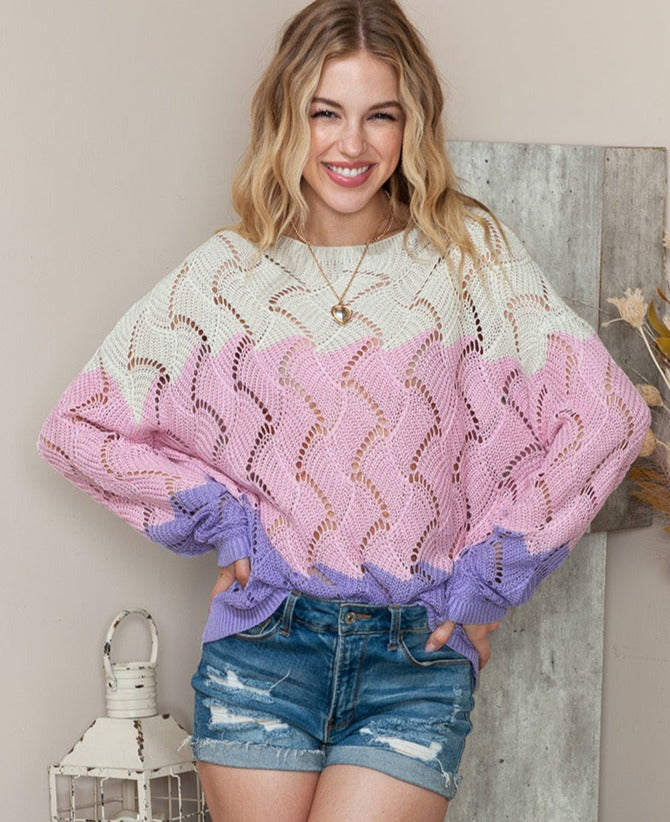 Ombre Openwork Sweater