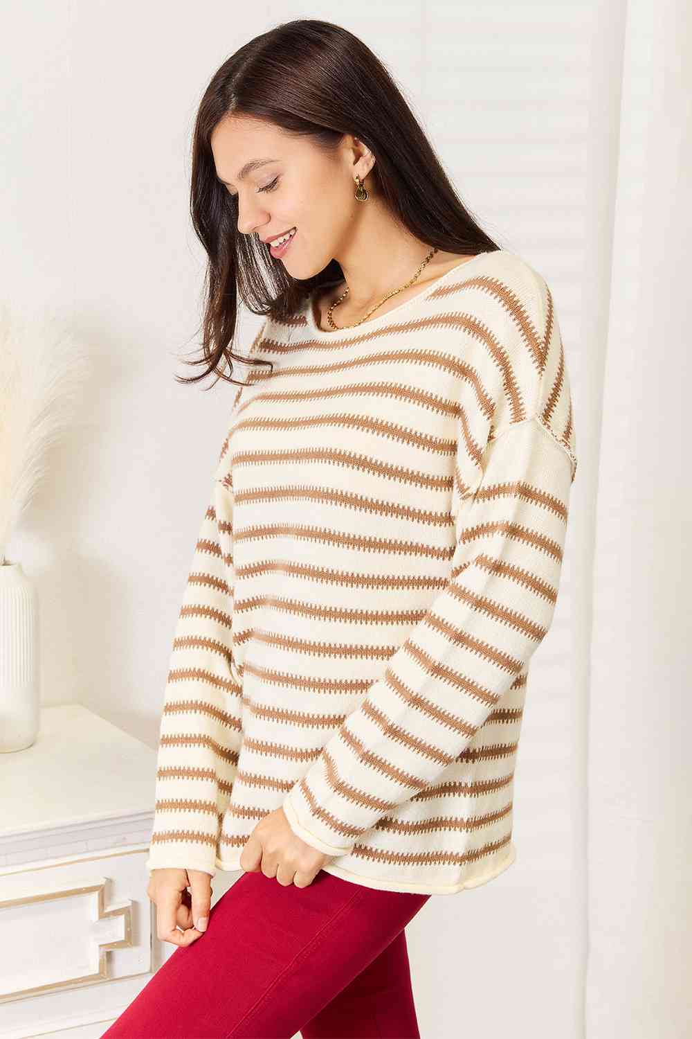 Take It Back Striped Boat Neck Sweater