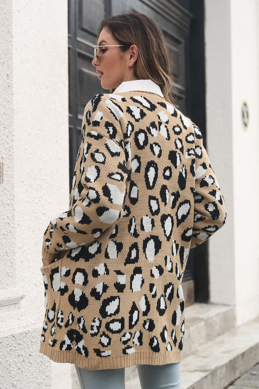 Leopard Open Front Cardigan