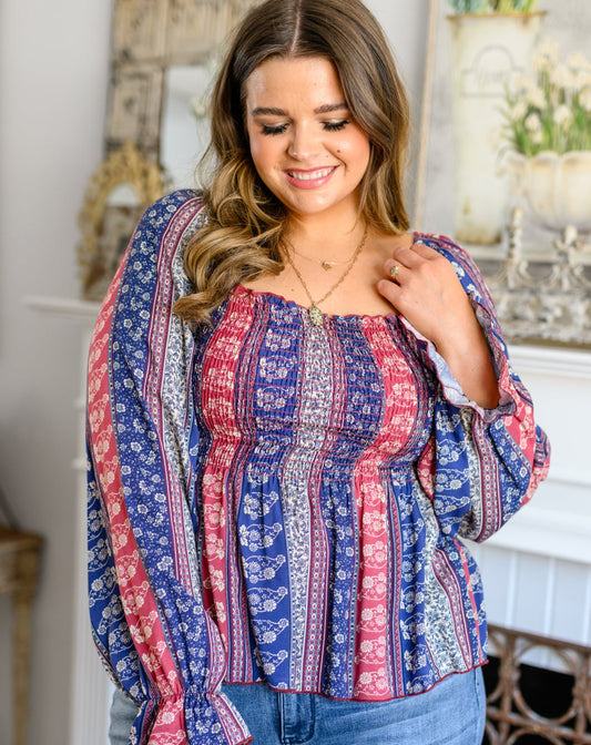 Afternoon Tea Smocked Blouse - Bella Lia Boutique