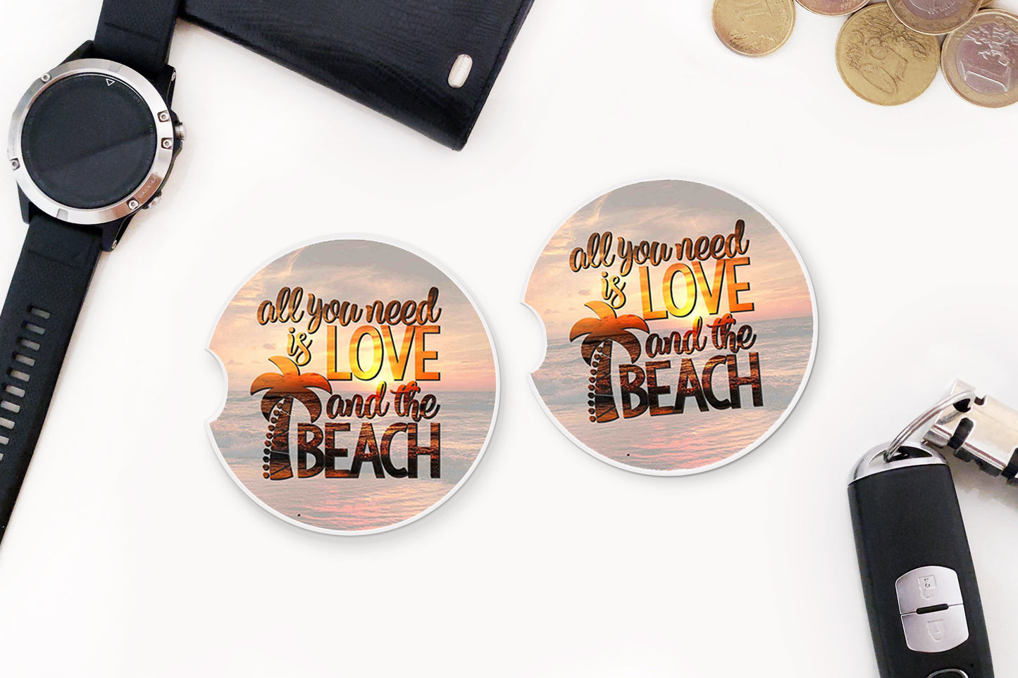 All You Need is Love and the Beach Car Coasters - Bella Lia Boutique