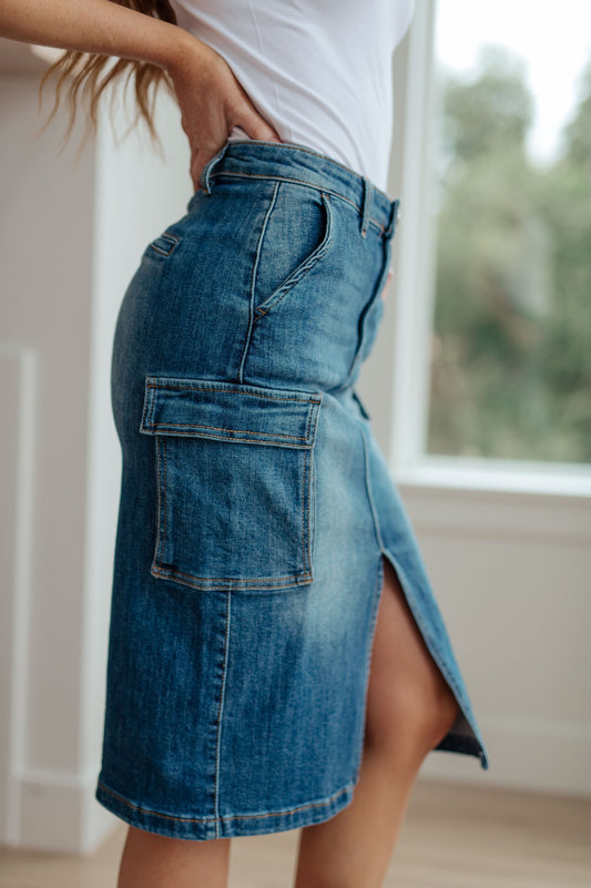 Always Be There Cargo Denim Skirt | Risen