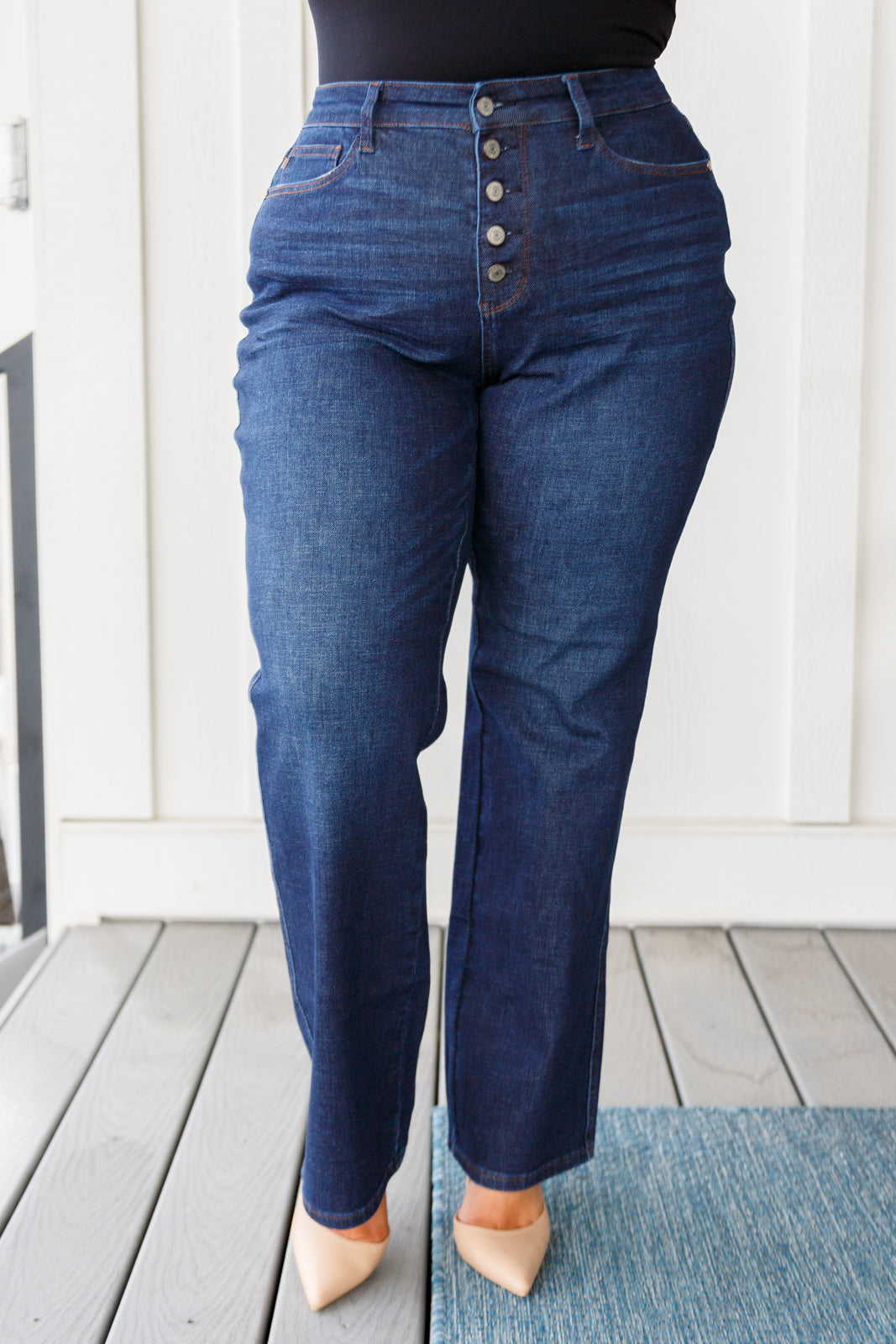 Arlo High-Rise Button-Fly Straight Jeans | Judy Blue