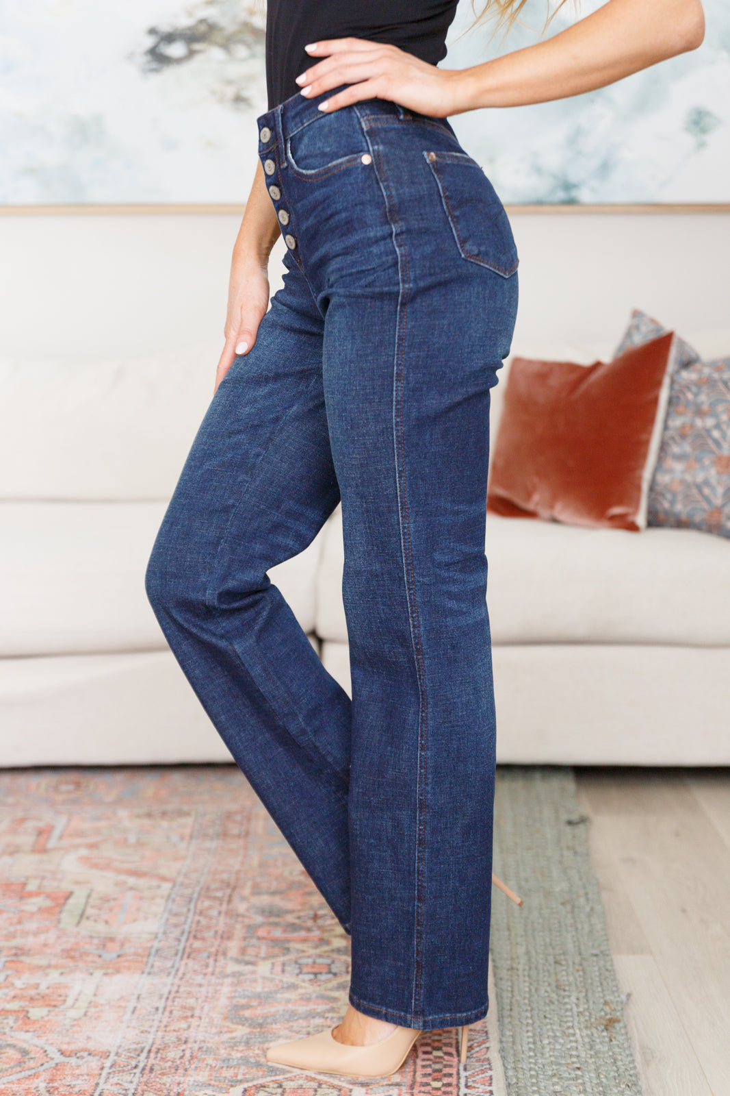 Arlo High-Rise Button-Fly Straight Jeans | Judy Blue