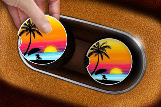 Beach Sunset Car Coasters - Bella Lia Boutique