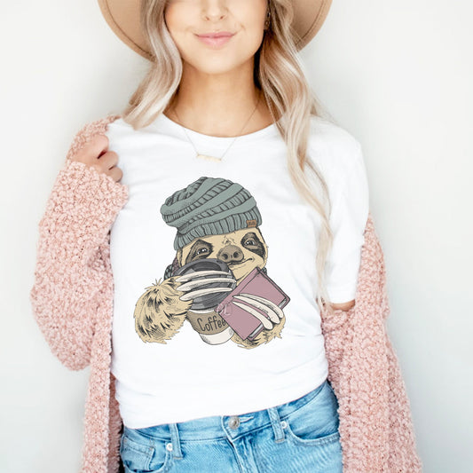 Winter Book Sloth Graphic Tee - Bella Lia Boutique