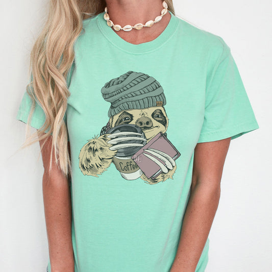 Winter Book Sloth Graphic Tee - Bella Lia Boutique