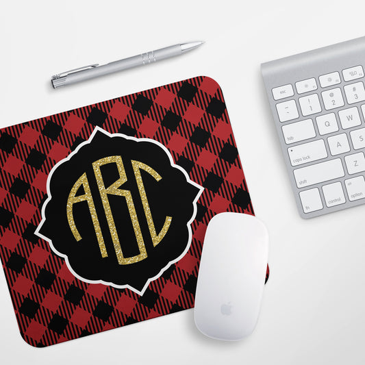 Buffalo Plaid Monogram Mousepad - Bella Lia Boutique