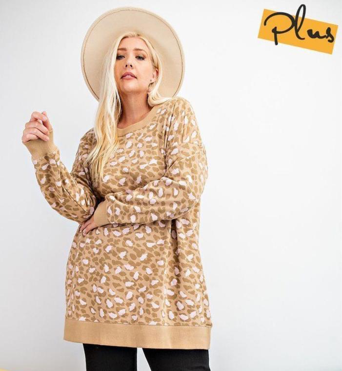 Leopard Printed Terry Knit Dress | Tan - Bella Lia Boutique