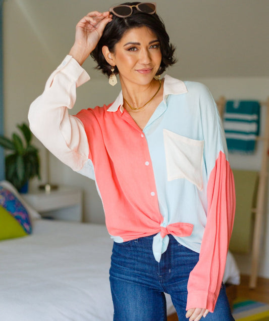 Capture The Day Button Up Top - Bella Lia Boutique