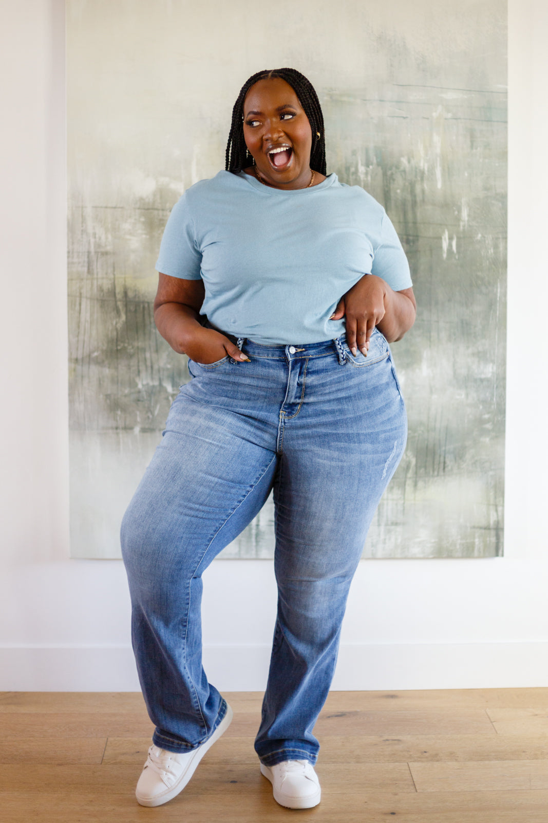 Cardinal Short Sleeve Tee in Blue Grey - Bella Lia Boutique