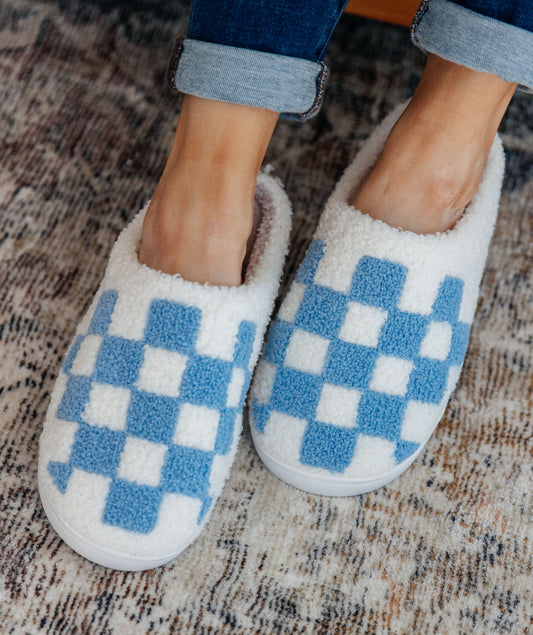 Checked Out Slippers | Blue