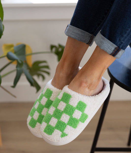 Checked Out Slippers | Green