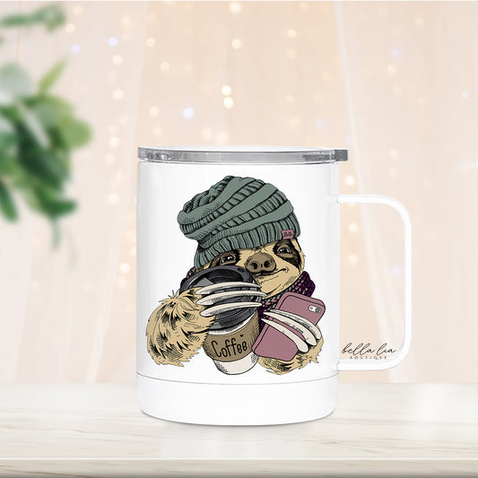 Coffee Sloth Camping Mug | 12 oz - Bella Lia Boutique