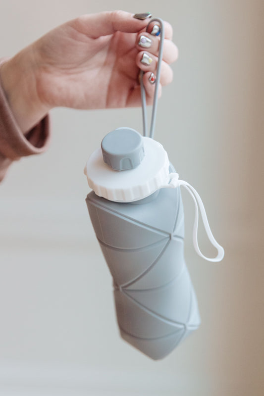 Collapsing Silicone Water Bottle | Diamond Gray