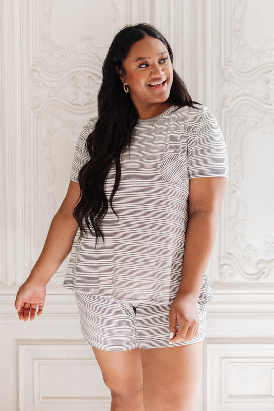 Cozy In Stripes Top | Gray - Bella Lia Boutique