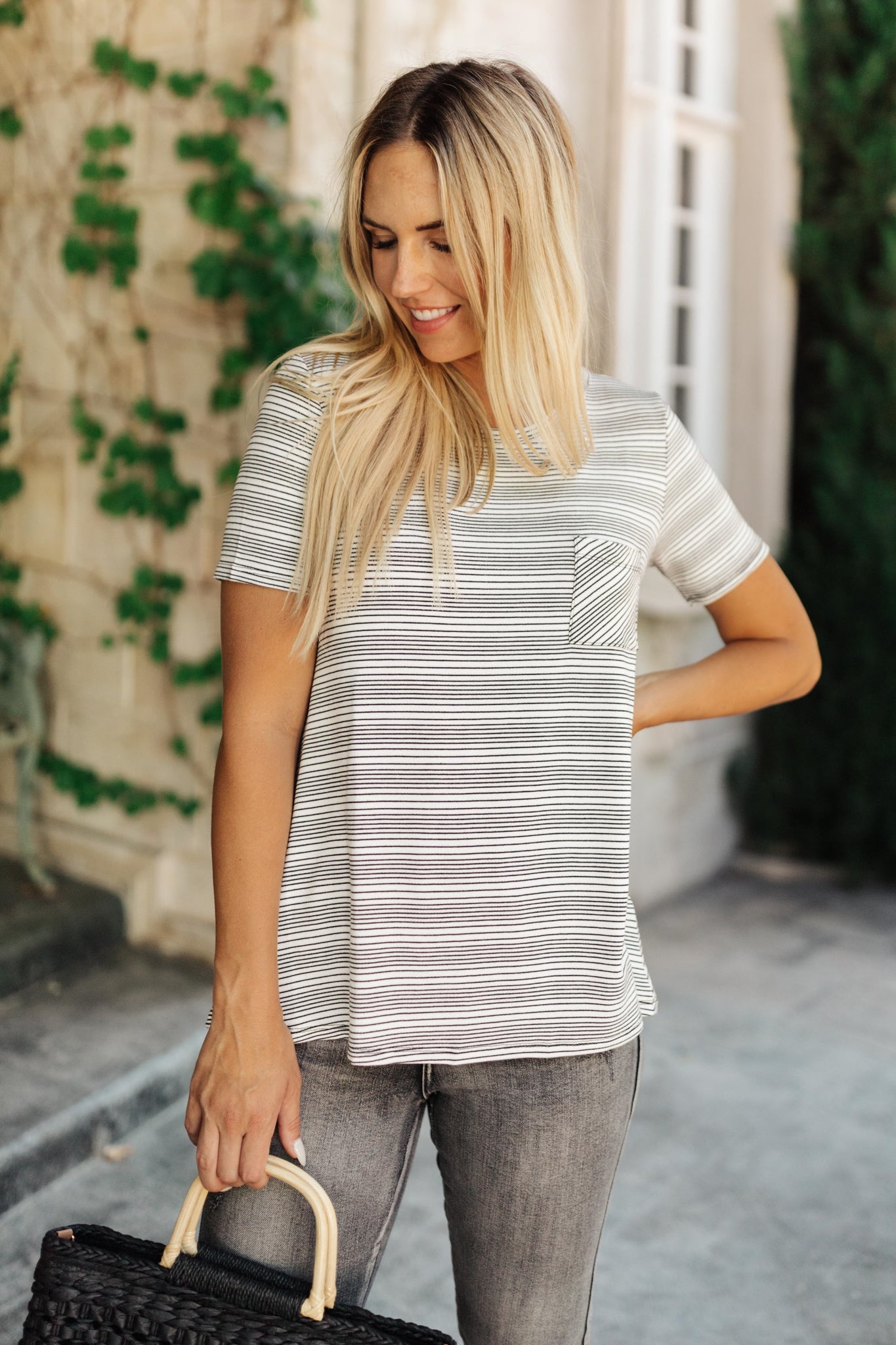 Cozy In Stripes Top | Gray - Bella Lia Boutique