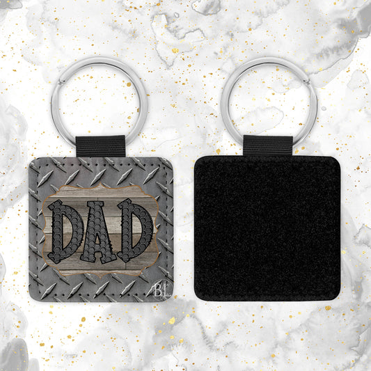 Dad of Steel Leather Keychain - Bella Lia Boutique