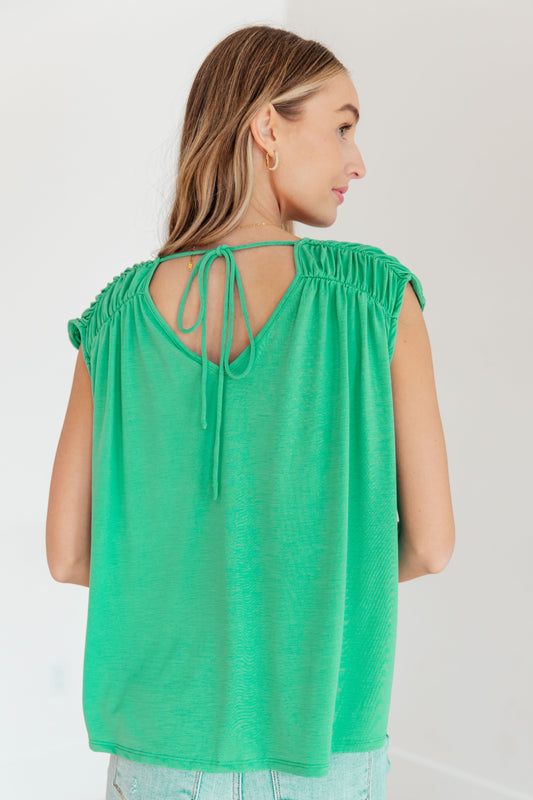 Ruched Cap Sleeve Top | Emerald