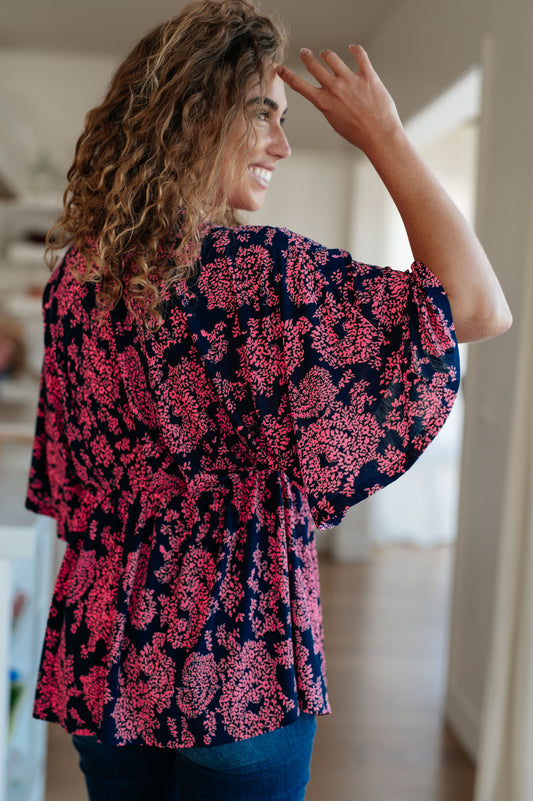 Dearest Dreamer Peplum Top | Pink Paisley