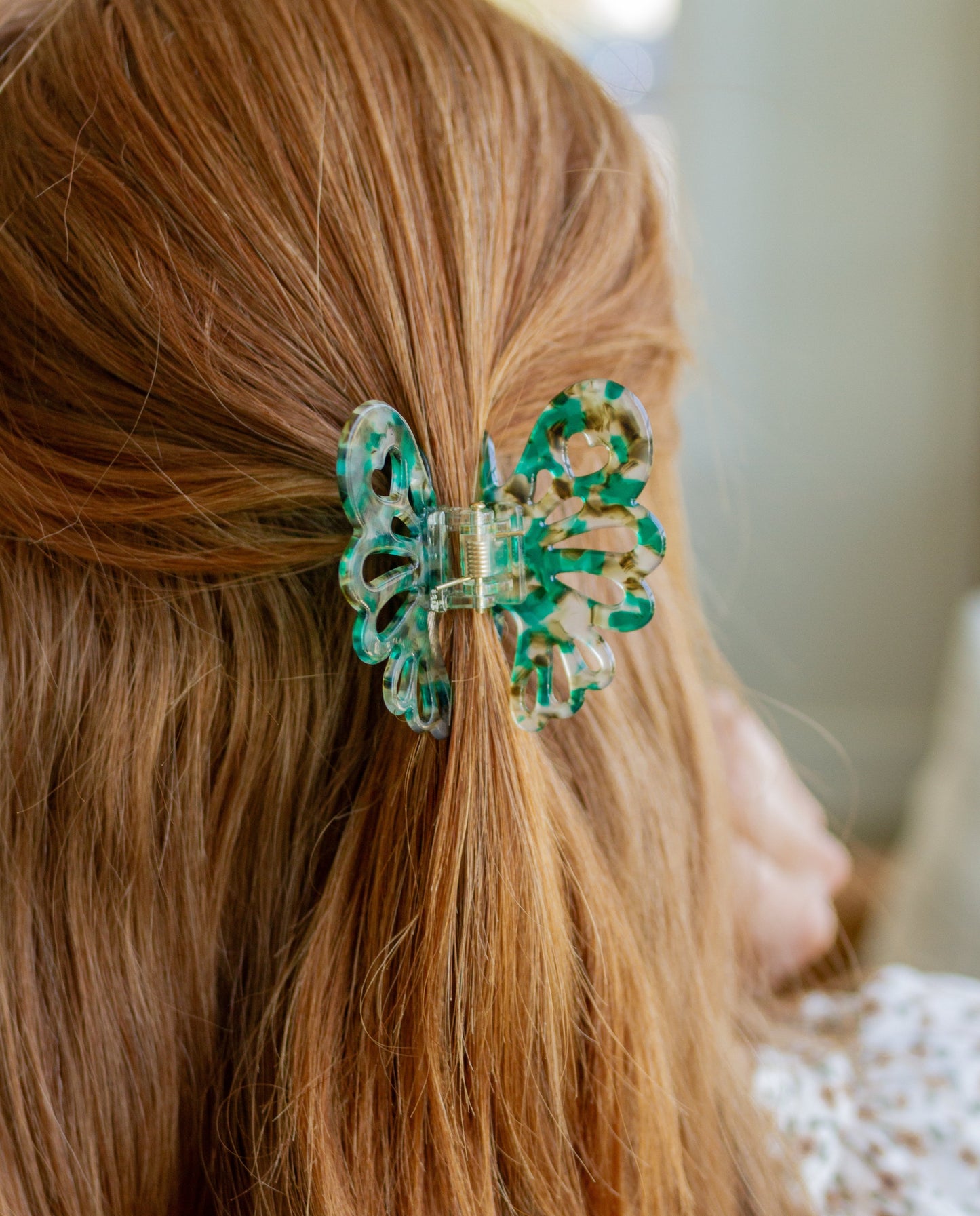 Emerald Butterfly Claw Clip