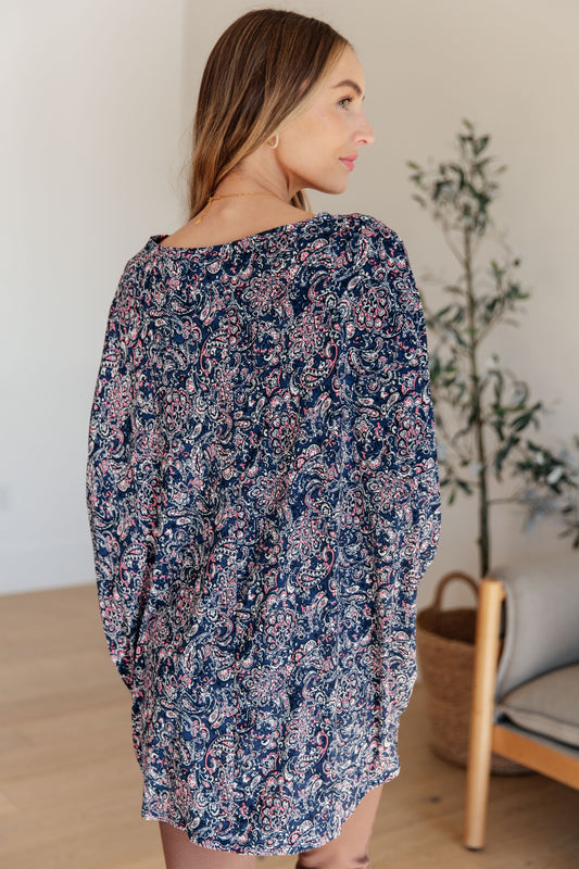 Essential Blouse | Navy Paisley