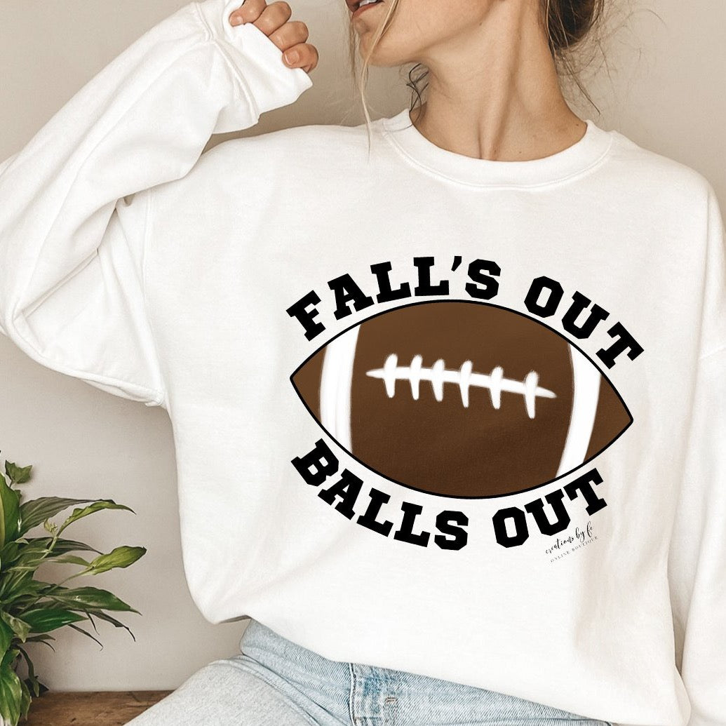 Fall's Out Balls Out Crew Sweatshirt - Bella Lia Boutique