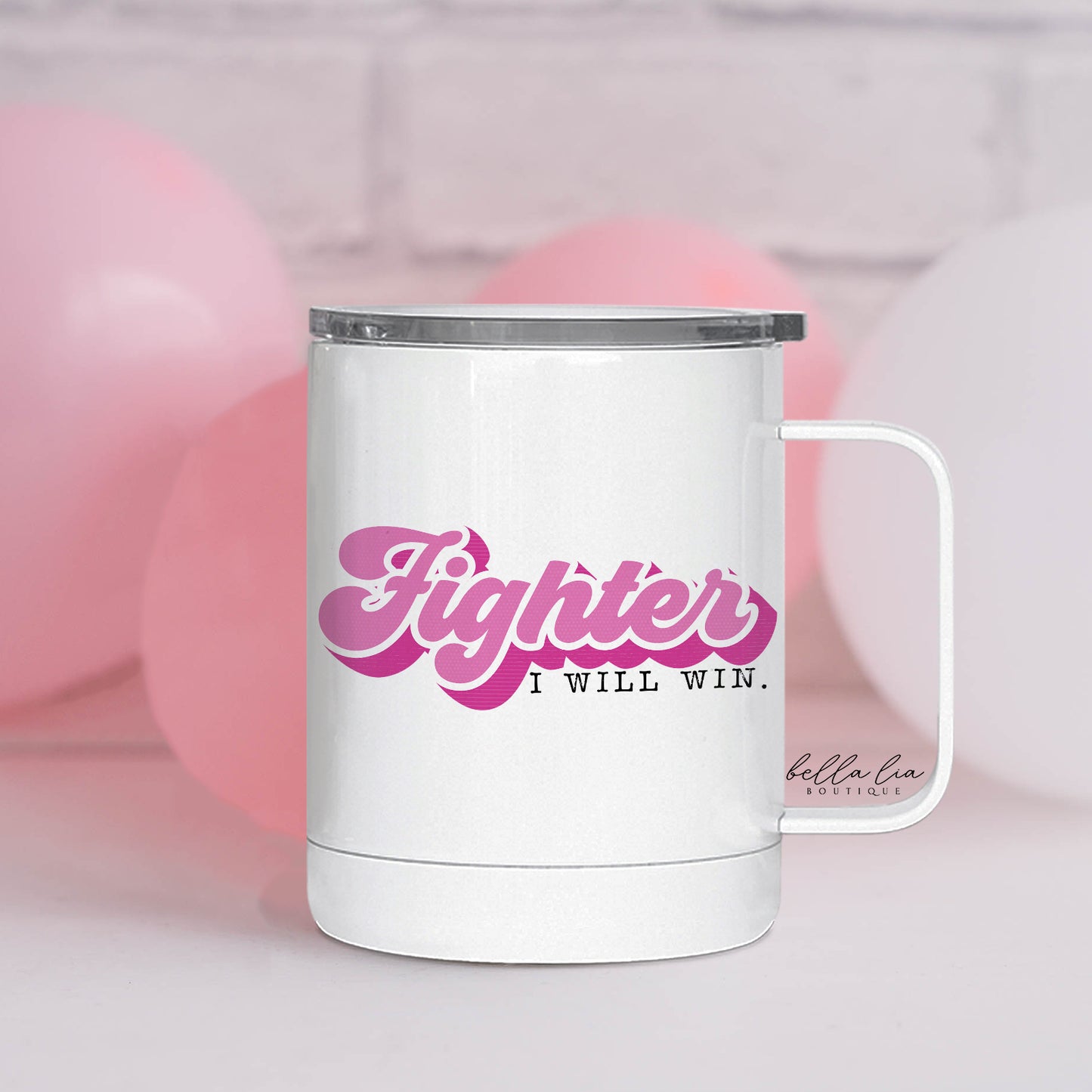 Fighter Cancer Awareness Travel Camping Mug | 12 oz - Bella Lia Boutique