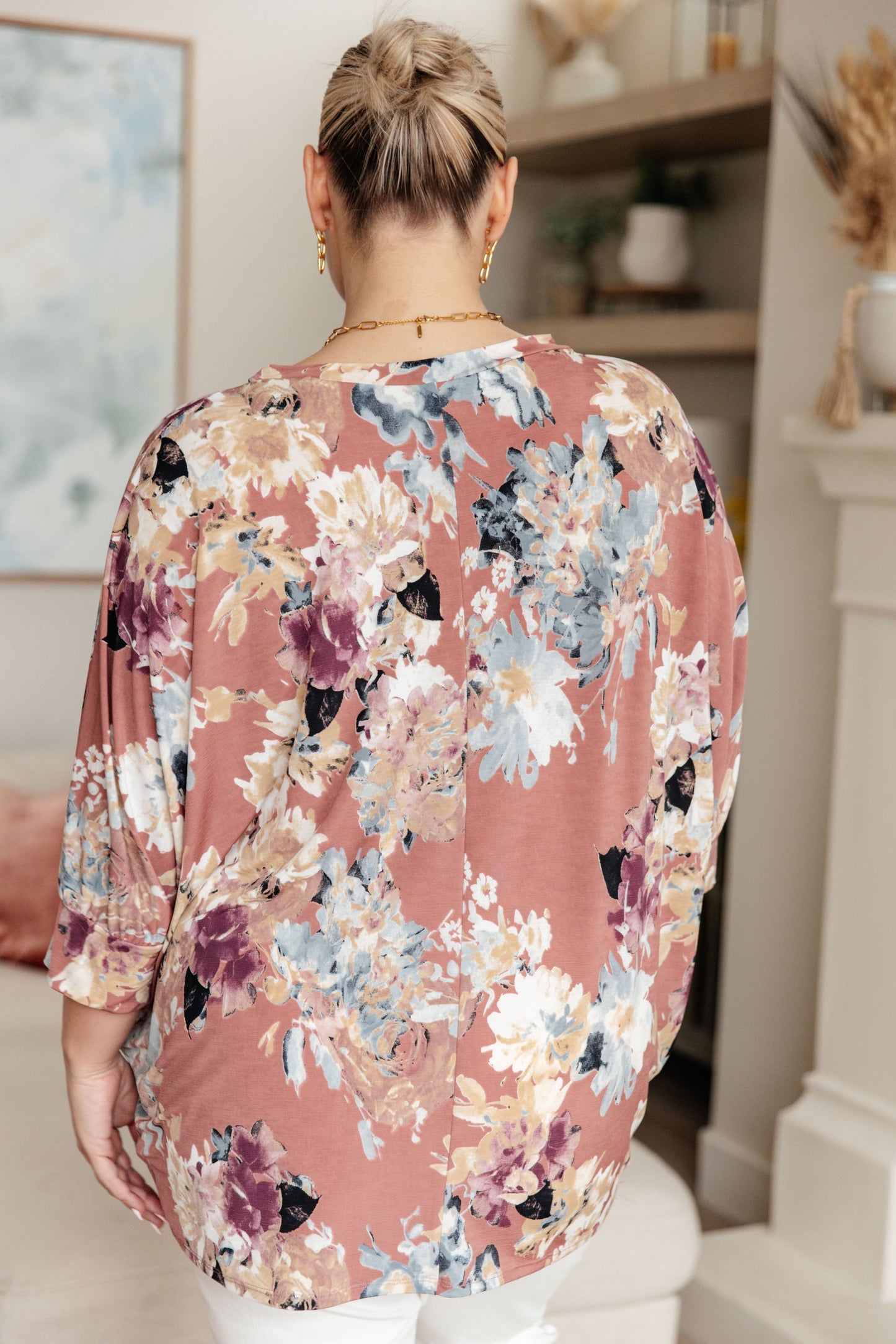 Float On Floral Top | Marsala