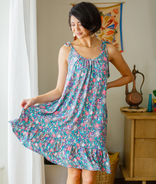 Floral Essence Tie Strap Dress - Bella Lia Boutique