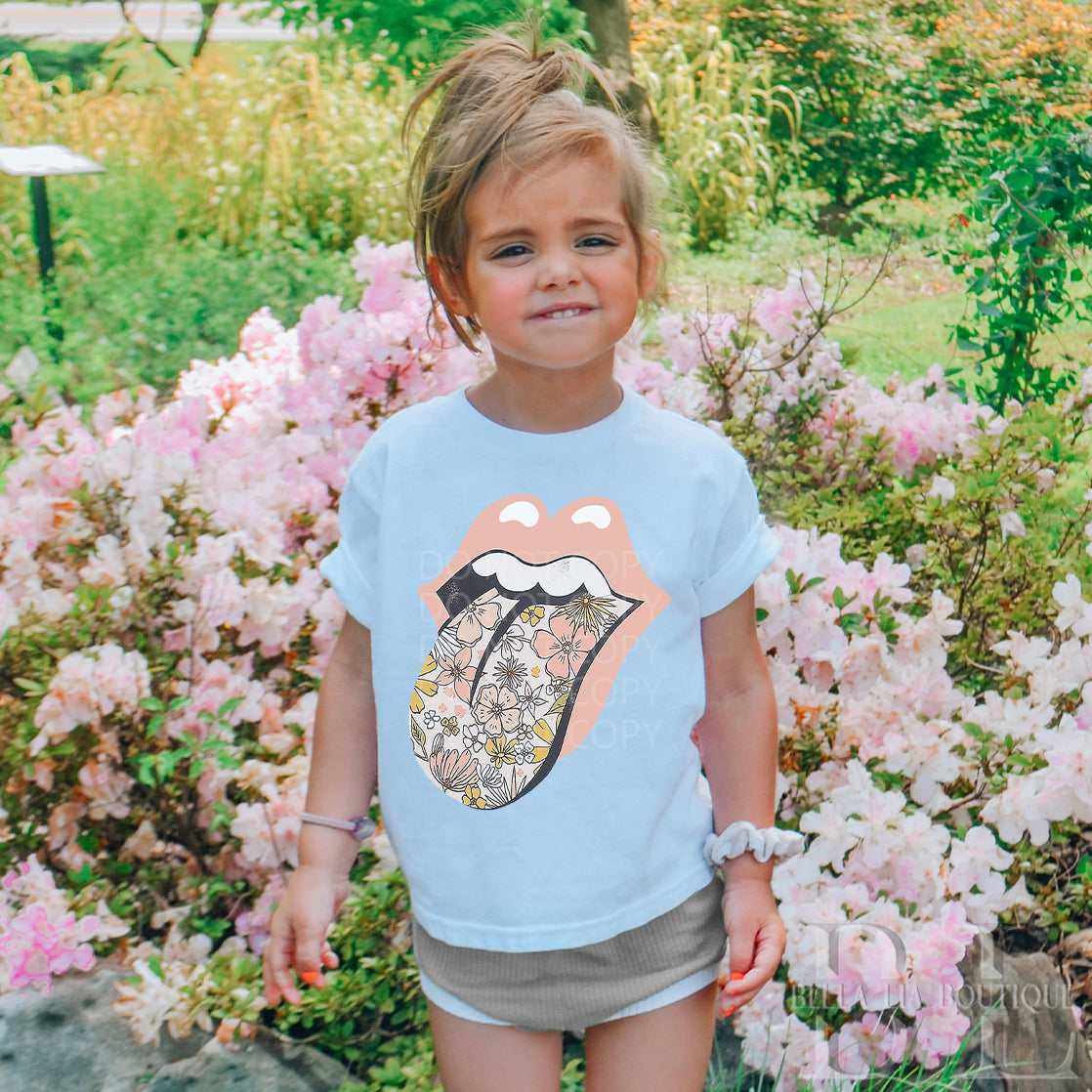 Floral Tongue Toddler and Youth Tee - Bella Lia Boutique
