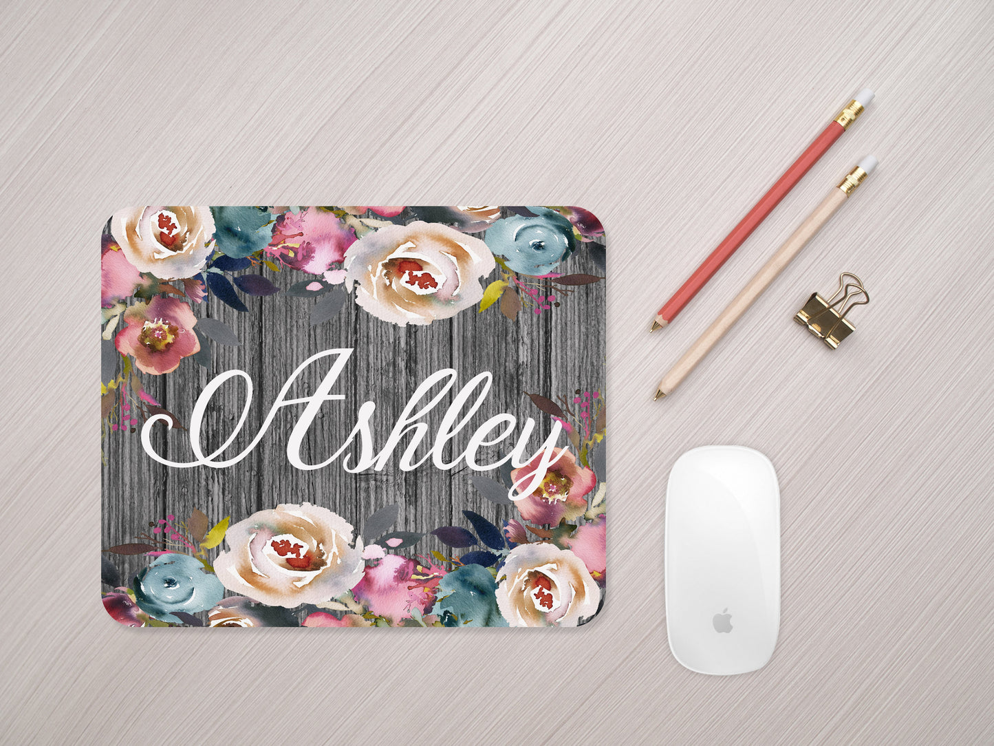 Copy of Personalized Floral Grey Wood-wash Mousepad - Bella Lia Boutique