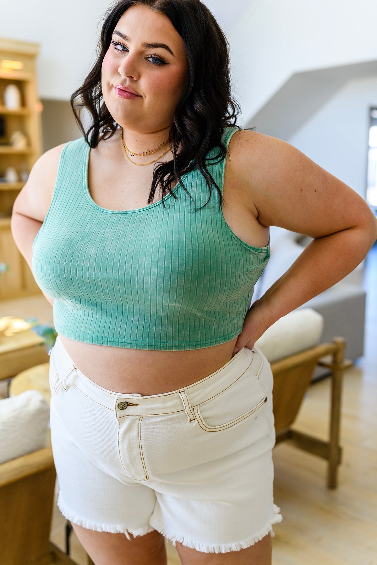Get On My Level Cropped Cami | Mint