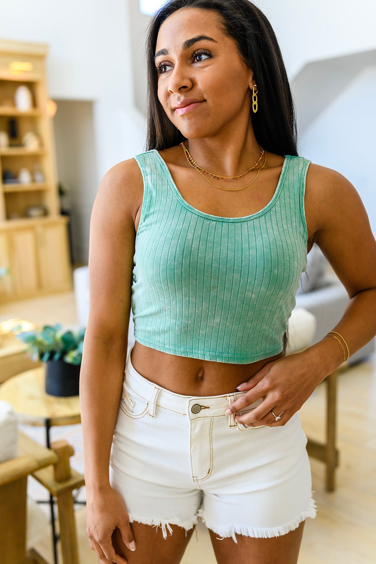 Get On My Level Cropped Cami | Mint