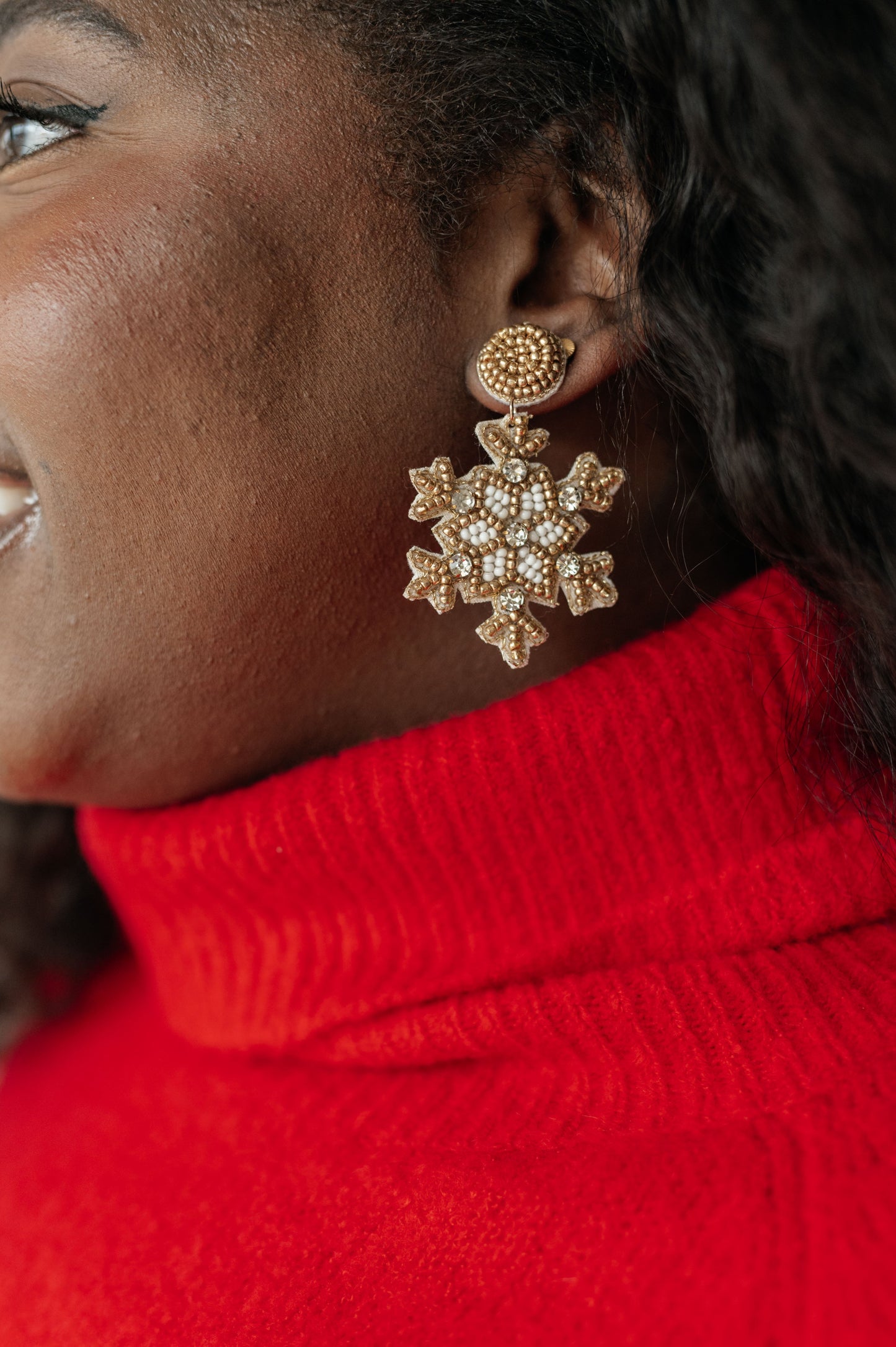 Glitz & Glam Beaded Snowflake Earrings