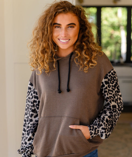 Here And There Leopard Hoodie
